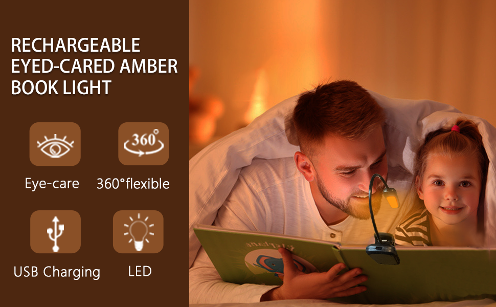 LED-лампа Diboniur для читання з кліпсою, 9 світлодіодів, 3 режими кольору та 3 рівні яскравості, USB-зарядка, гнучка на 360°, для книг в ліжку, енергоклас A+++