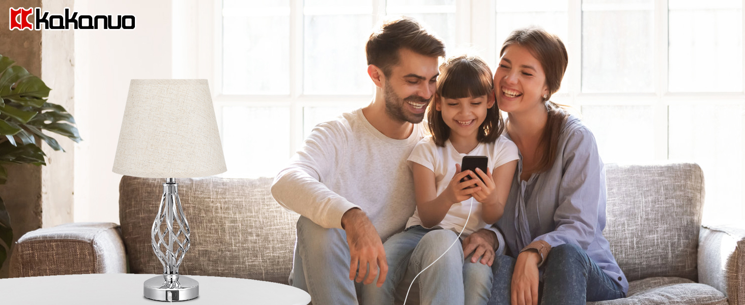 Настільна лампа Kakanuo 2 шт., торшер з торшером, регульоване торшером, USB-порт A+C, сірий абажур, 2 LED-лампи, сучасний дизайн для спальні, вітальні, офісу, декору (C-beige)