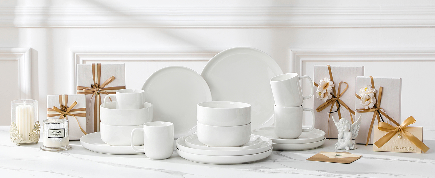 Набір кавових чашок MALACASA LUNA, 6 шт., 300 мл, порцеляна. Чашки для кави, чаю, соку, лате, капучино, какао. Можна мити в посудомийній машині та використовувати в мікрохвильовці. Білий колір.