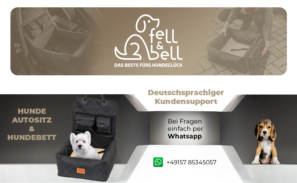 Автомобільний лежак для собак середнього розміру Fell & Bell, чорний | 2-в-1, зручний та стильний, для подорожей