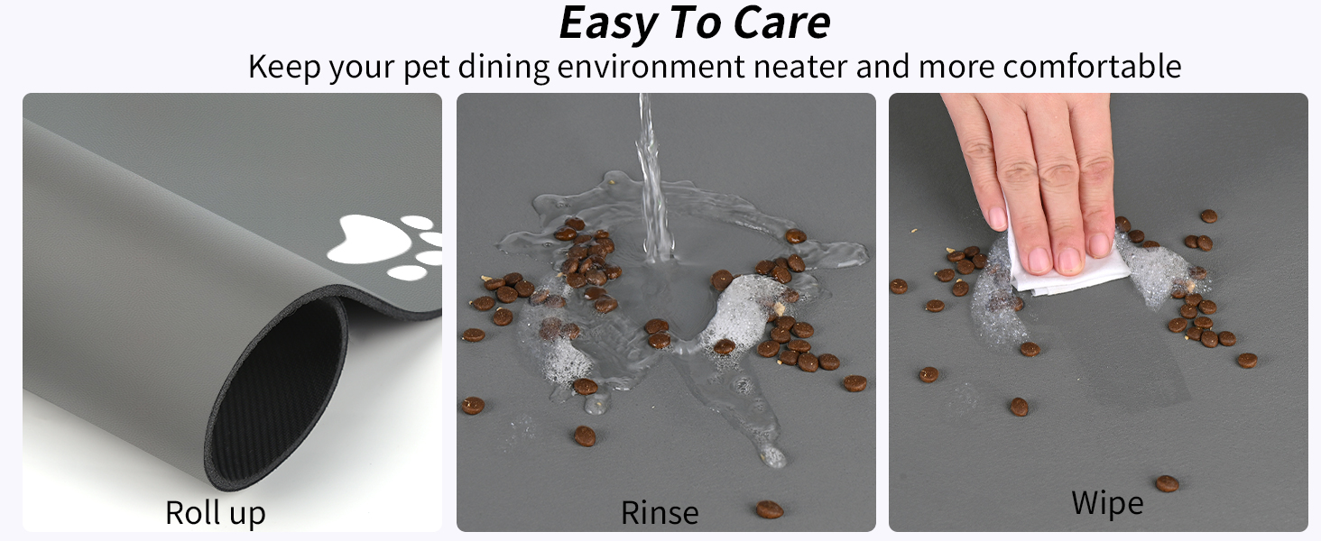 Підкладка під миску для собак та котів, сіра, 50x70 см. Швидка сушка, неслизька