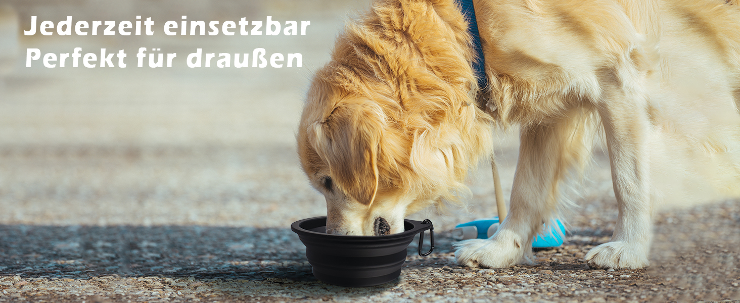 Складані миски для собак PetBonus, 2 шт. Силіконові миски для води та корму для собак, чорний та червоний (600 мл)