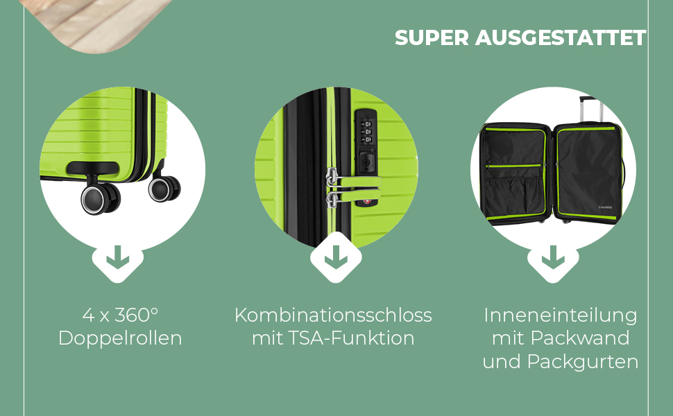 Набір валіз Travelite Orbitа 3 шт. (L/M/S) з жорстким корпусом, 4 колеса, TSA-замок, Limone