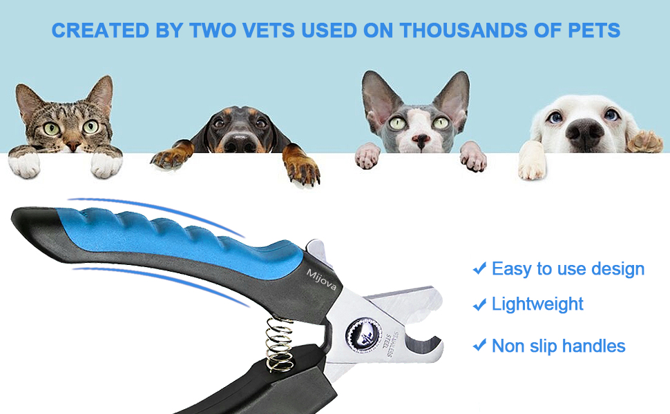 Професійний нігтеріз для собак та котів з захистом від надмірної обрізки, блакитний