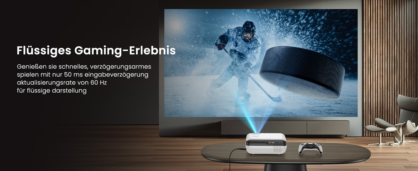 Портативний проєктор HAPPRUN Mini Beamer 4K з Bluetooth, 1080P, для дому та відпочинку на природі, сумісний з PS5, HDMI, USB