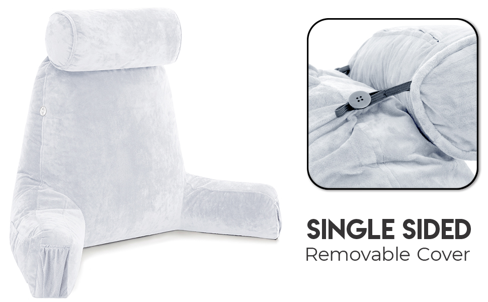 Подушка для чоловіків з підлокітниками - велика, для читання та відпочинку в ліжку. Преміум піна з пам'яті, знімна подушка для шиї, середній розмір (Dark Green)