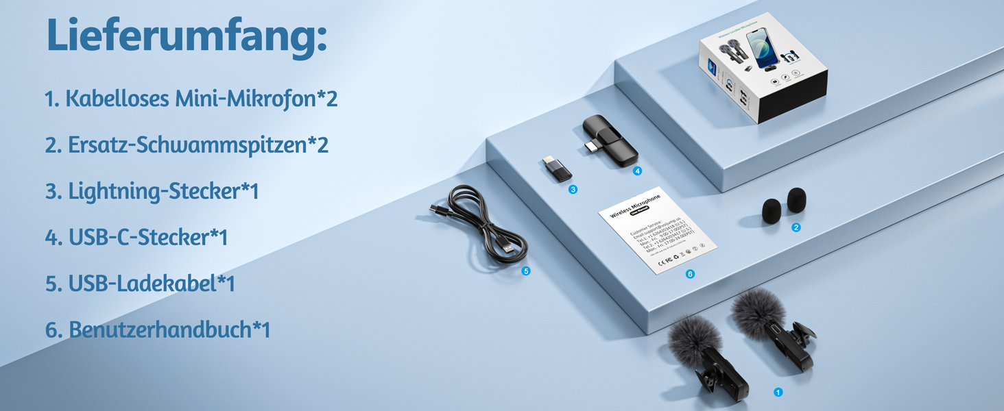 Мікрофон Lavalier Mini Mic Pro (2 шт.) з USB-C для iPhone, iPad, Android - для відео, інтерв'ю, подкастів, Vlog, TikTok, YouTube (сірий)