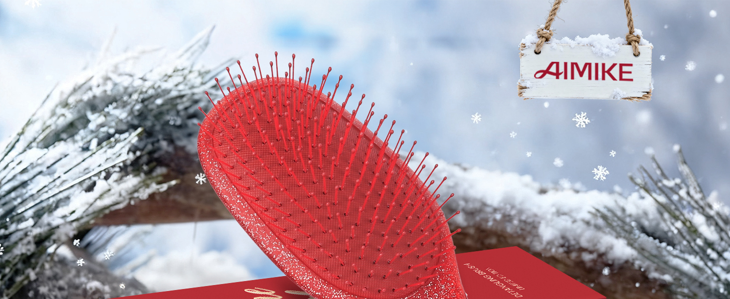 Щітка для волосся AIMIKE без пошкоджень, розпушувач з м'якими щетинками, безболісна розпушувальна щітка для складних вузлів, особливо делікатна до тонкого волосся, ідеальна для догляду за шкірою голови та масажу. Подушка-щітка LuxeSilk (Блискуча рубінова подушка-щітка)