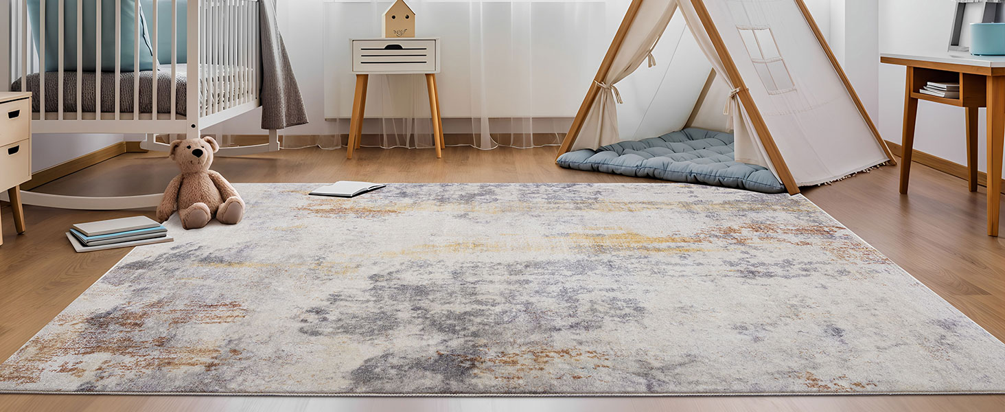 Теплый ковер для гостиной, спальни, столовой, нескользящий, мягкий ковер с коротким ворсом, абстрактный серый стильный ковер для легкой чистки (Абстрактный серый, 160 x 200 см).