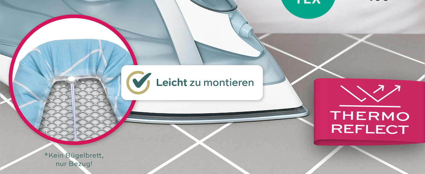 Чохол для прасувальної дошки Turbo 120x40 см – відбиває тепло, для швидкого прасування, з гумкою, 2 комфортні подушки, OEKOTEX100, Made in Europe, сірий/білий, розмір M