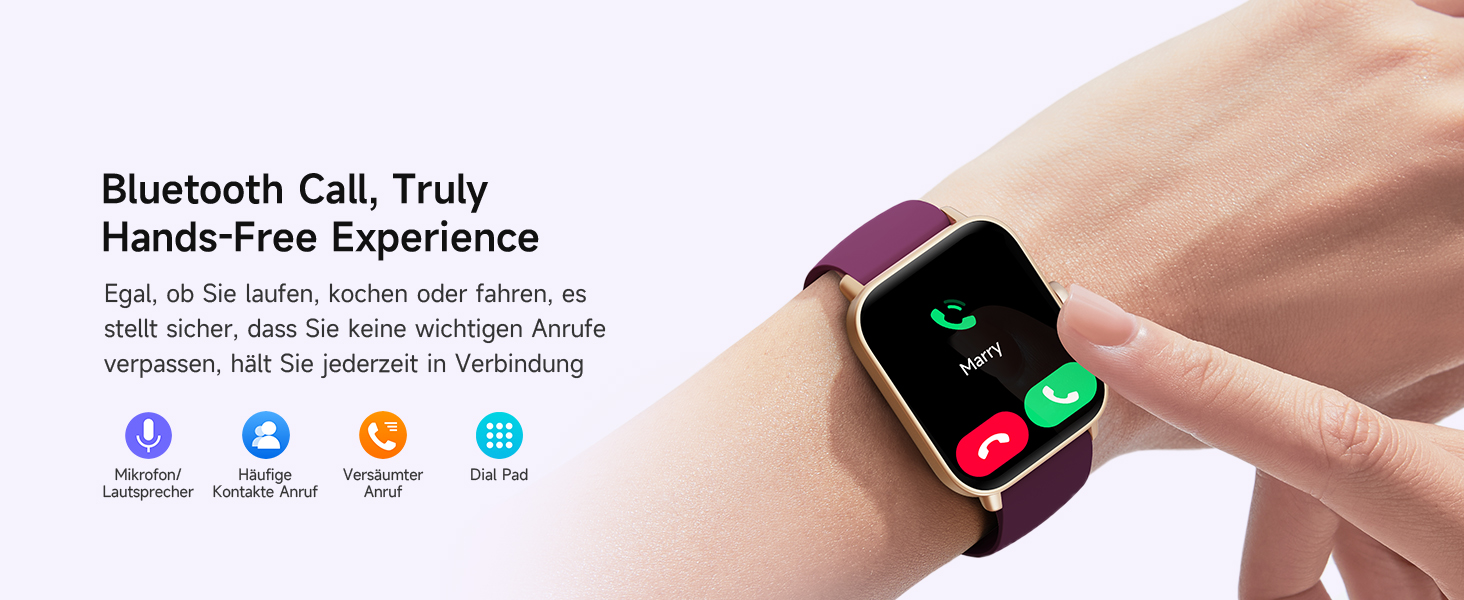 Смарт-годинник Herren Damen з функцією дзвінків, фітнес-трекер з WhatsApp та Alexa, монітор серцевого ритму та сну, 120+ спортивних режимів, IP68 водонепроникний, сумісний з Samsung/Android/iOS (1.8