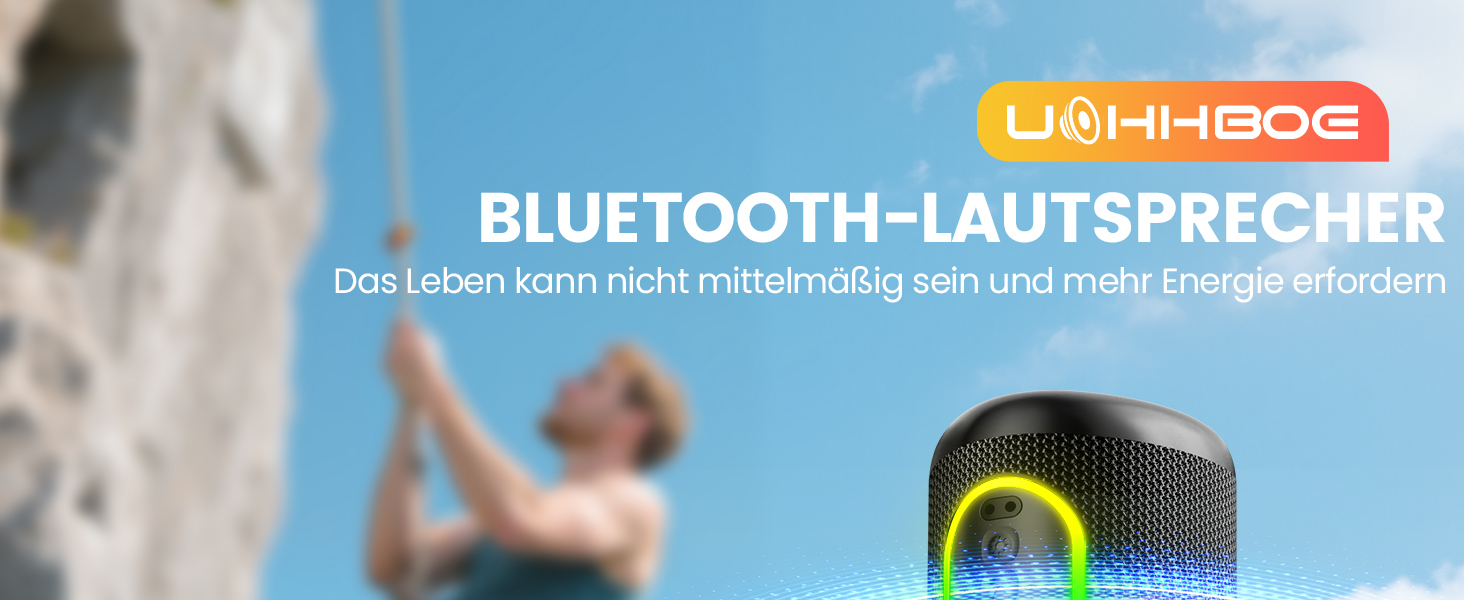 Портативна Bluetooth колонка UOHHBOE 30W з RGB підсвічуванням, TWS Stereo, 24 години роботи, IPX5 водонепроникність