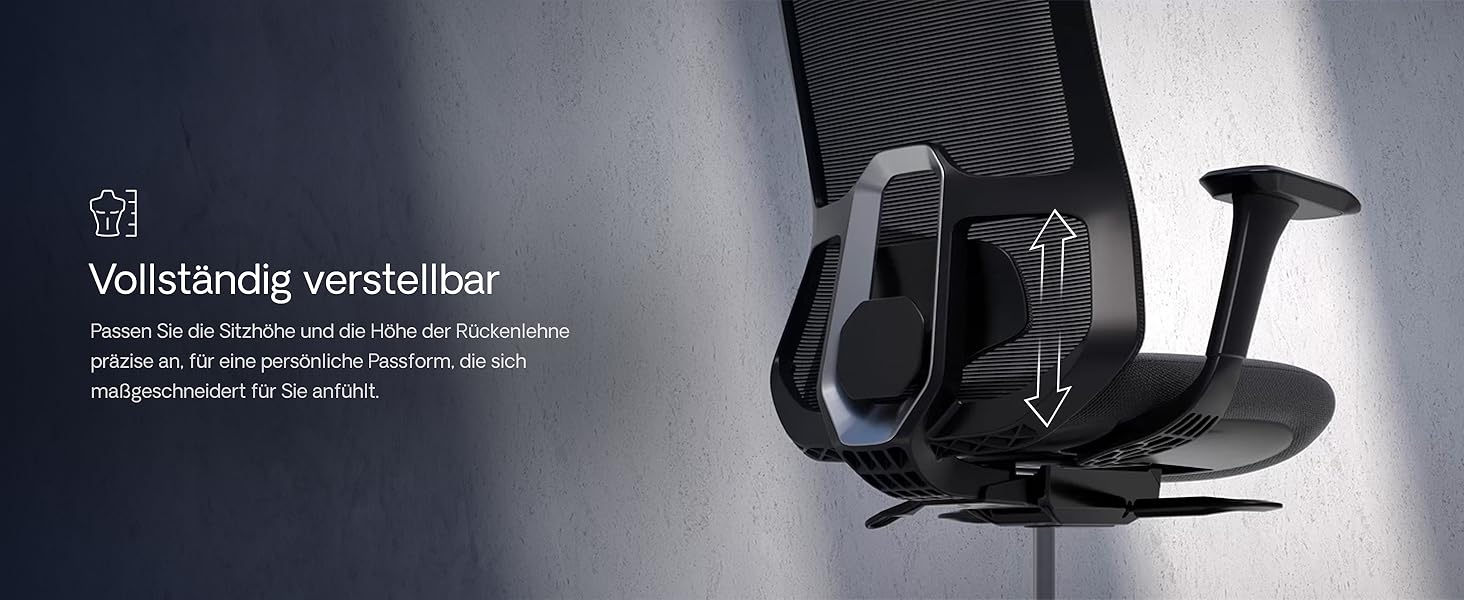 Офісний стіл Desktronic з регулюванням висоти та підтримкою попереку | Ергономічний крісло для офісу з дихаючою тканиною, широке сидіння, сірий SitOne