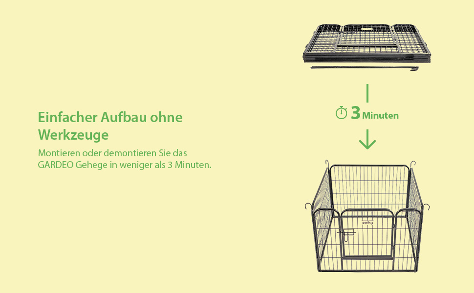 Клітка-вольєр для собак, цуценят та кроликів Gardeo80x60x4, 4 панелі 80x60 см, 0,64 м², модульна, для використання в приміщенні та на вулиці, складається, 5 років гарантії
