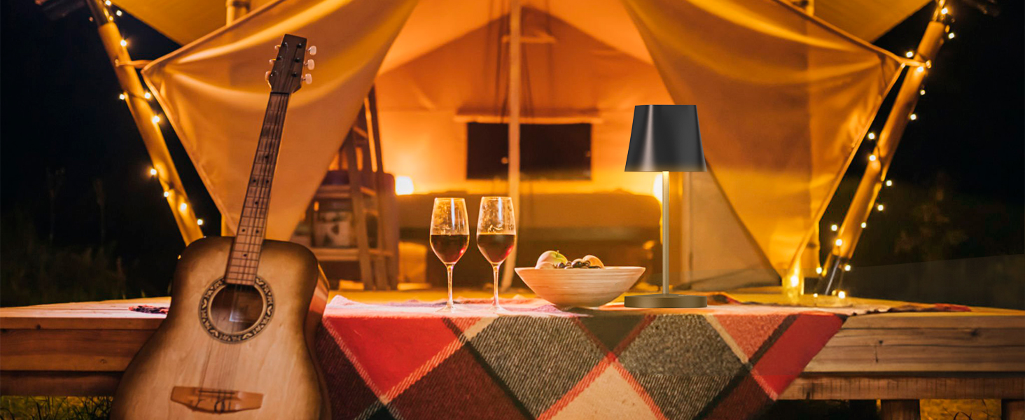 LED-лампа Quntis настільна бездротова, торкання, регулювання яскравості, акумулятор, USB зарядка, 3000K-5000K, 3 колірні температури, IP44, вологостійка, для дому та вулиці, чорна - 2 шт.