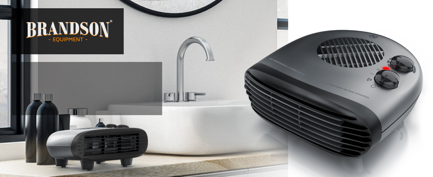 Електричний обігрівач Brandson Heizlüfter 2000W з термостатом, 3 режими потужності, енергоефективний та тихий, захист від перегріву (Cool Grey)