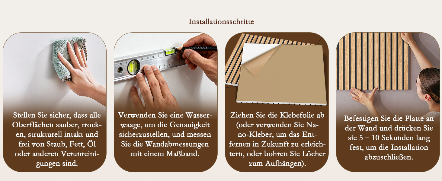 Акустичні панелі JBER самоклеючі для стін, шумопоглинаючі 3D-панелі для студії, офісу та дому, натуральний дуб, 30×30×1 см (набір 12 шт, смугастий дизайн 60×60 см)