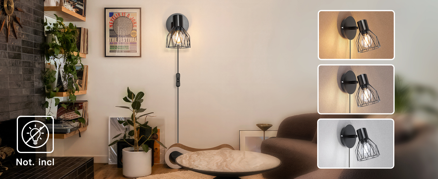 LED-стінні світильники Kimjo з акумулятором, диммування, поворотні, з таймером, E14, 2 шт. (чорний)