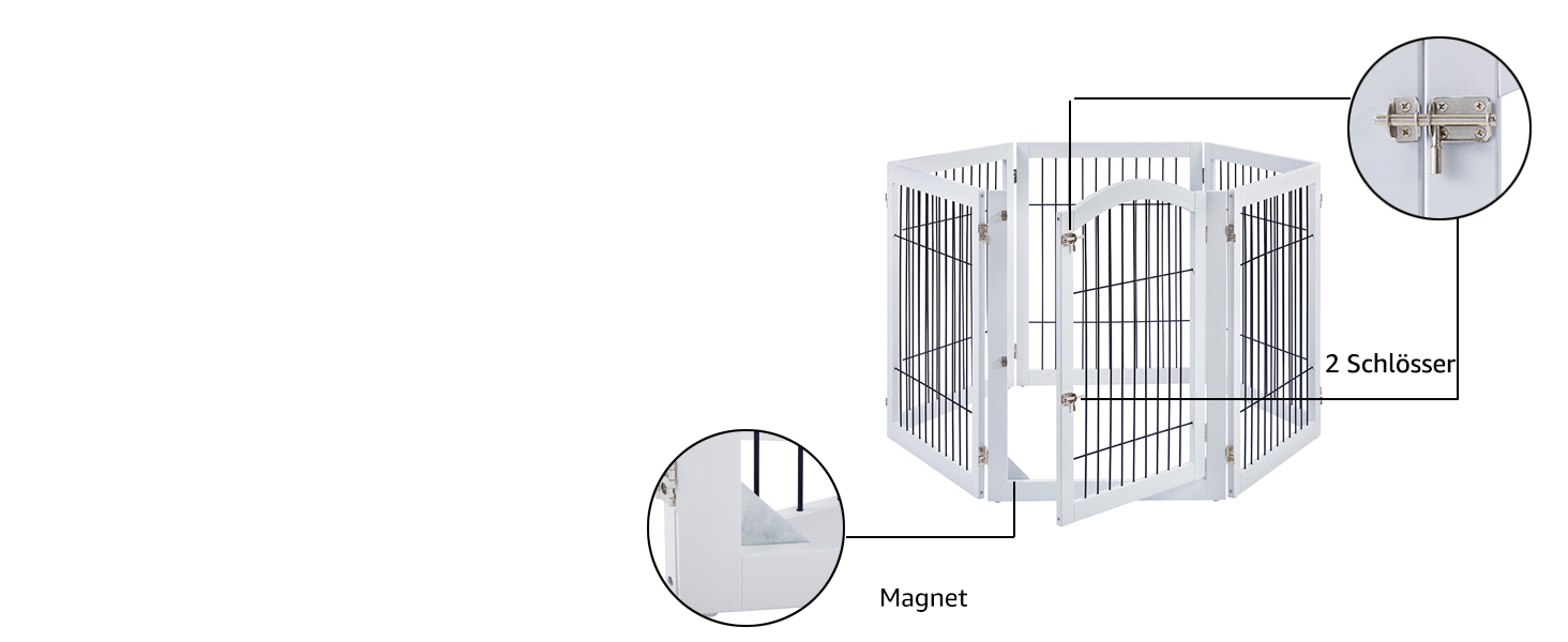Захисне металеве ґратка для камінів Unipaws, огорожа для собак, 6 панелей, без свердління, для цуценят, 4 ніжки, білий колір