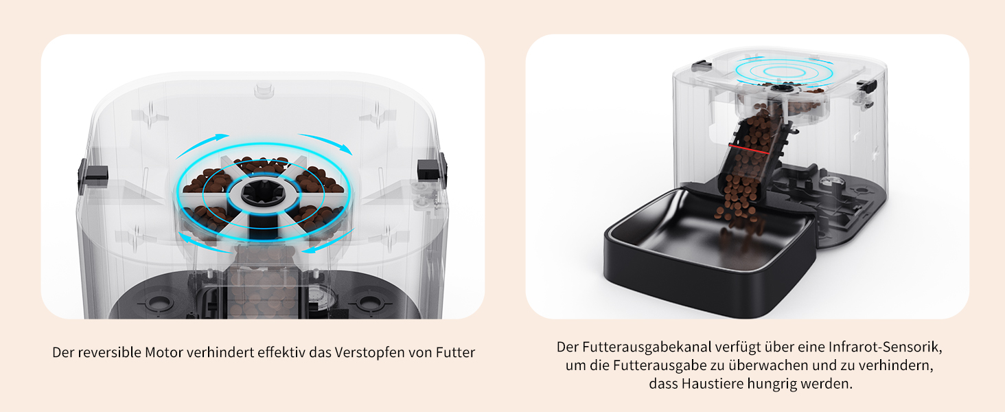 Автоматичний диспенсер корму та води для котів DOEL 2-в-1 з керуванням через додаток, голосовою підтримкою та таймером, 6л корму + 2.5л води