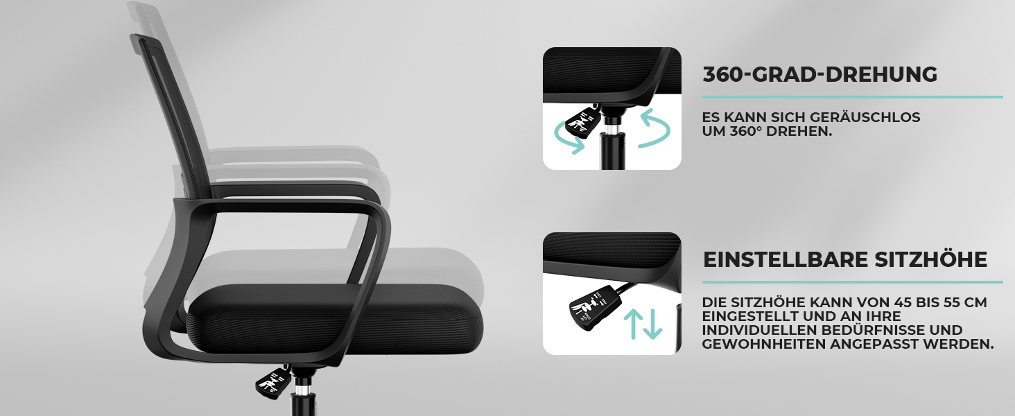 Офісне крісло Sukida, ергономічне, з підлокітниками, чорне