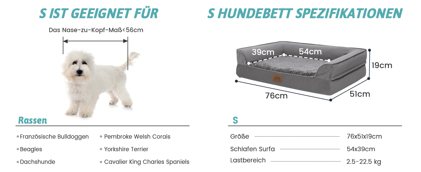 Ортопедичне ліжко для собак, маленьких порід, водовідштовхуваче, сіре, 76x51x19 см