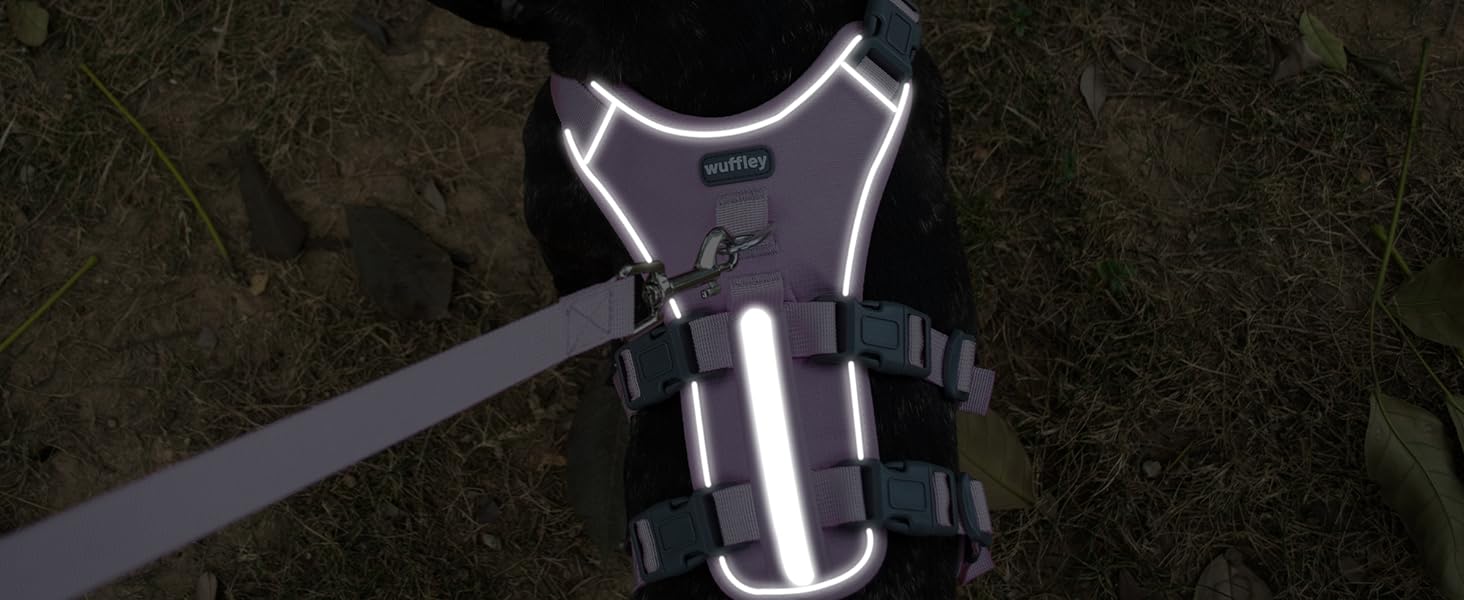 Нашийник для собак з повідком, безпечний нашийник від виривання, анти-тяга, нашийник для собак з ручкою та світловідбиваючими елементами, легкий, регульований, для середніх собак (XS) (Дуже маленький, фіолетовий)