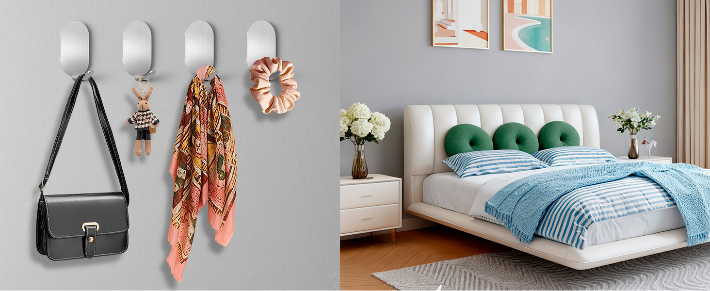 Крючки самоклеючі, 10 шт. з нержавіючої сталі 304, без свердління, для ванної, кухні та вітальні