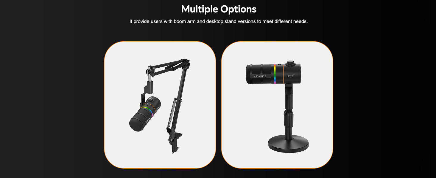 Мікрофон Comica D10 EIN з підсвічуванням RGB, XLR/USB, для стрімінгу, TikTok, подкастів та запису голосу. Сумісний з PC, Smartphone, Computer, Mac, PS4/5.