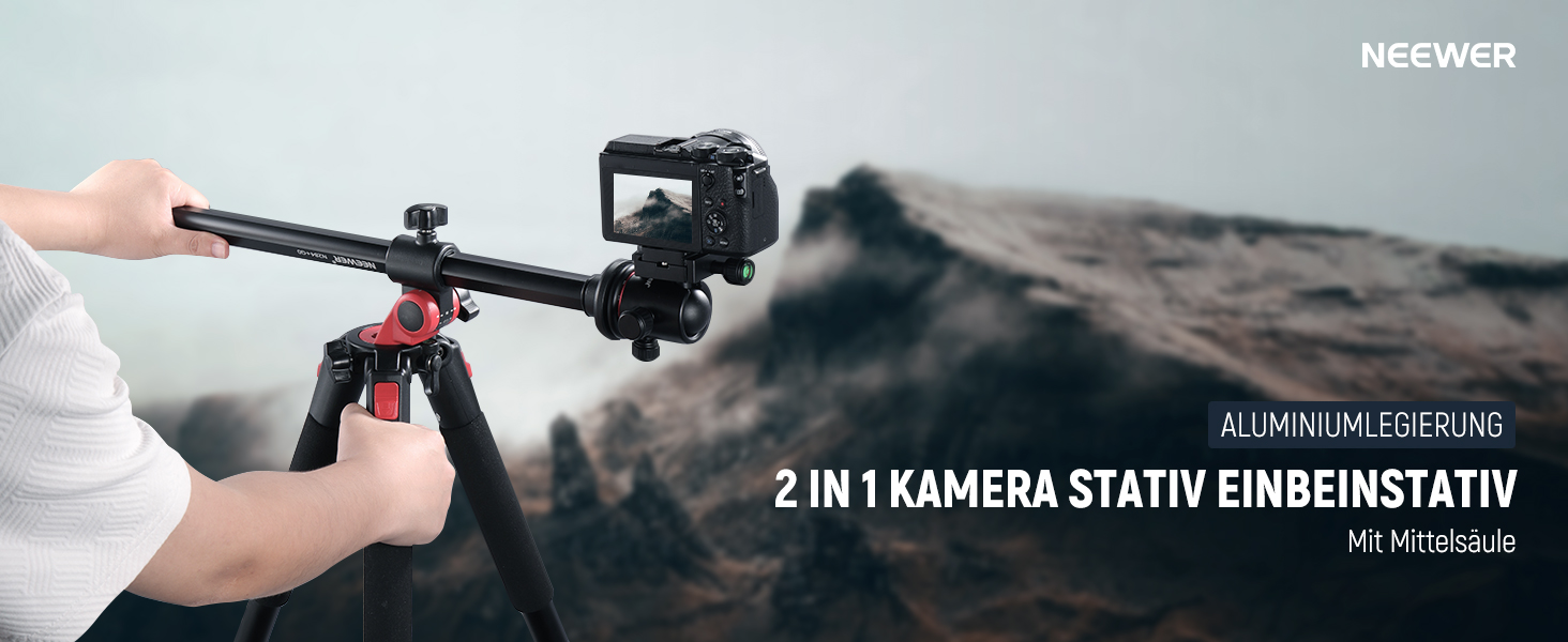 Штатив для камери NEEWER з моноподом, 72 дюйми, алюміній, для DSLR/Camcorder, 360° кульковий голівкою, QR-платівкою Arca, максимальне навантаження 33 lbs, з серветкою для чищення