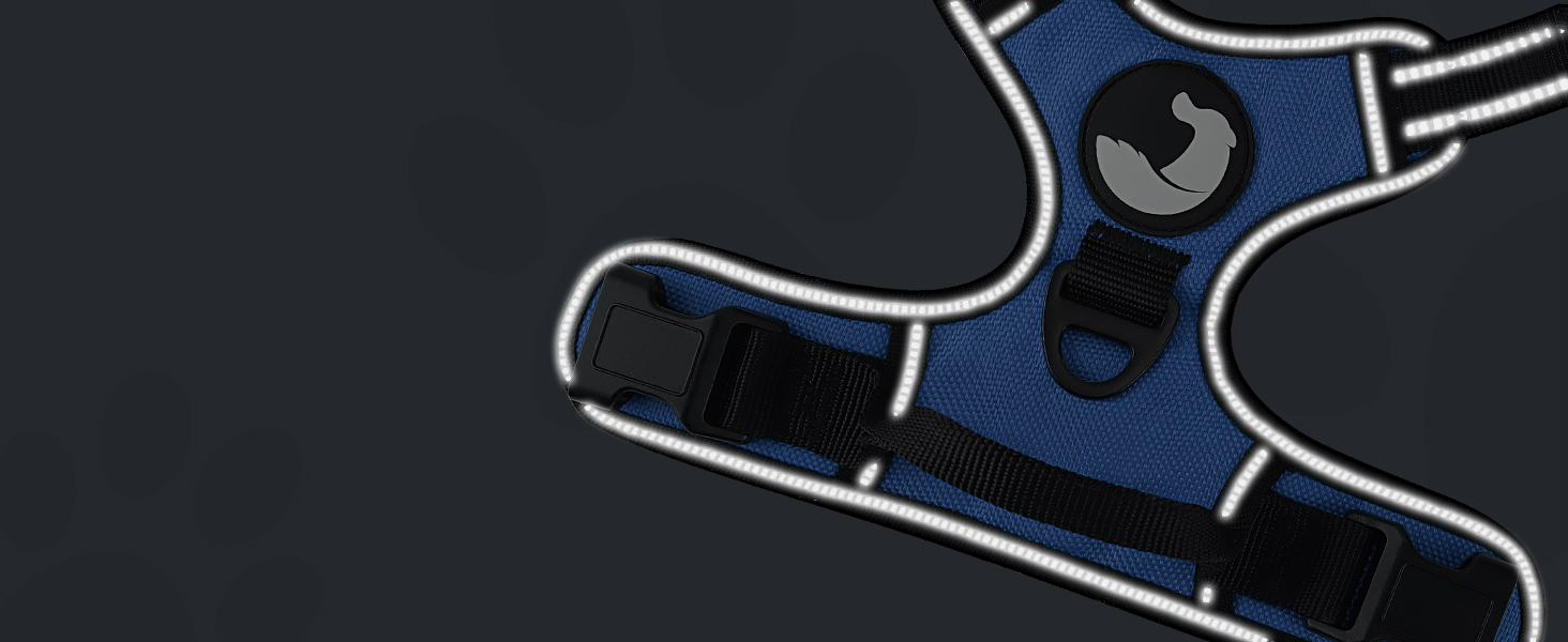 Шлейка для собак Joytale середнього розміру, світловідбиваюча, дихаюча, регульована з ручкою для тренувань, розмір M, Navy Blue (1 шт.)