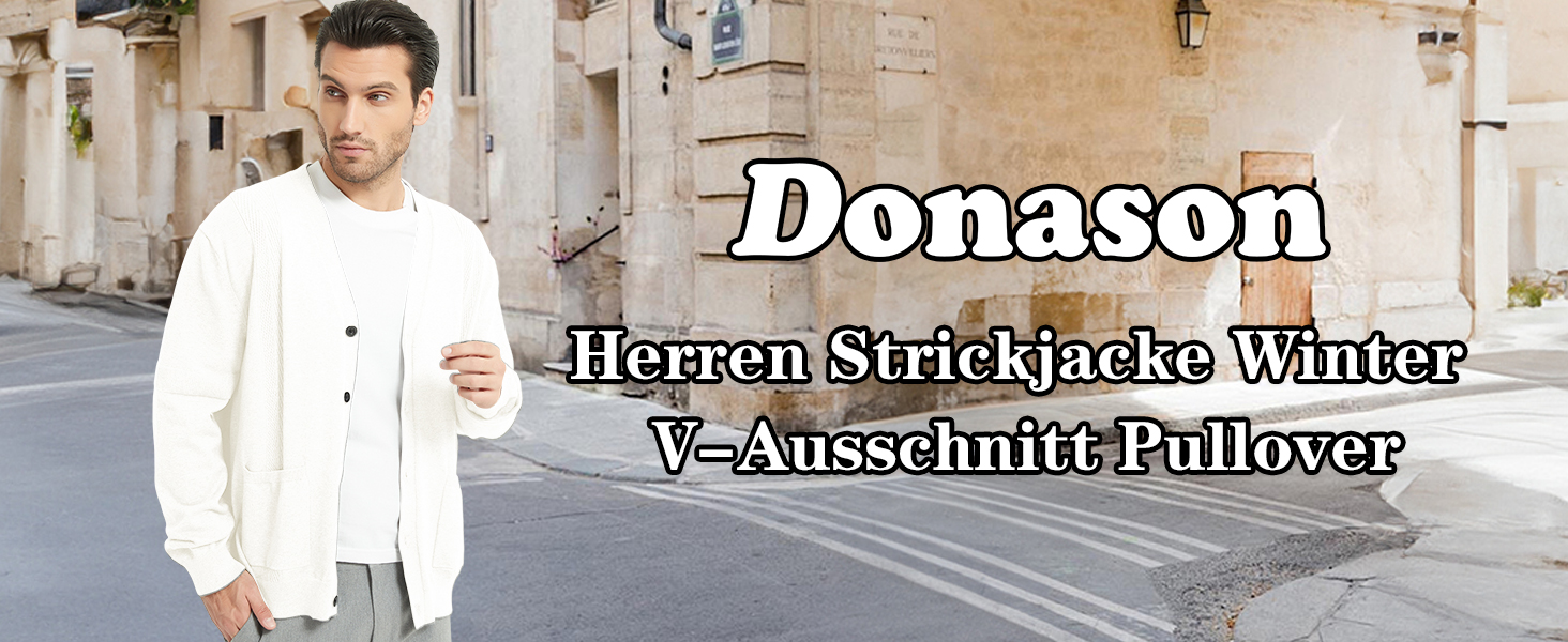 Чоловічий кардиган з в'язаного полотна, з V-подібним вирізом, чоловічий светр з довгими рукавами, класичний зимовий кардиган з ґудзиками та кишенями (білий, XXL)