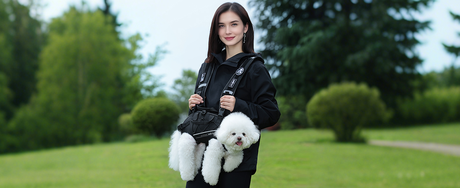 Шлейка-переноска для великих собак Wakytu: переноска-рюкзак для собак з проблемами суглобів, травмами, літніх собак (30-40 кг, XL, чорний)