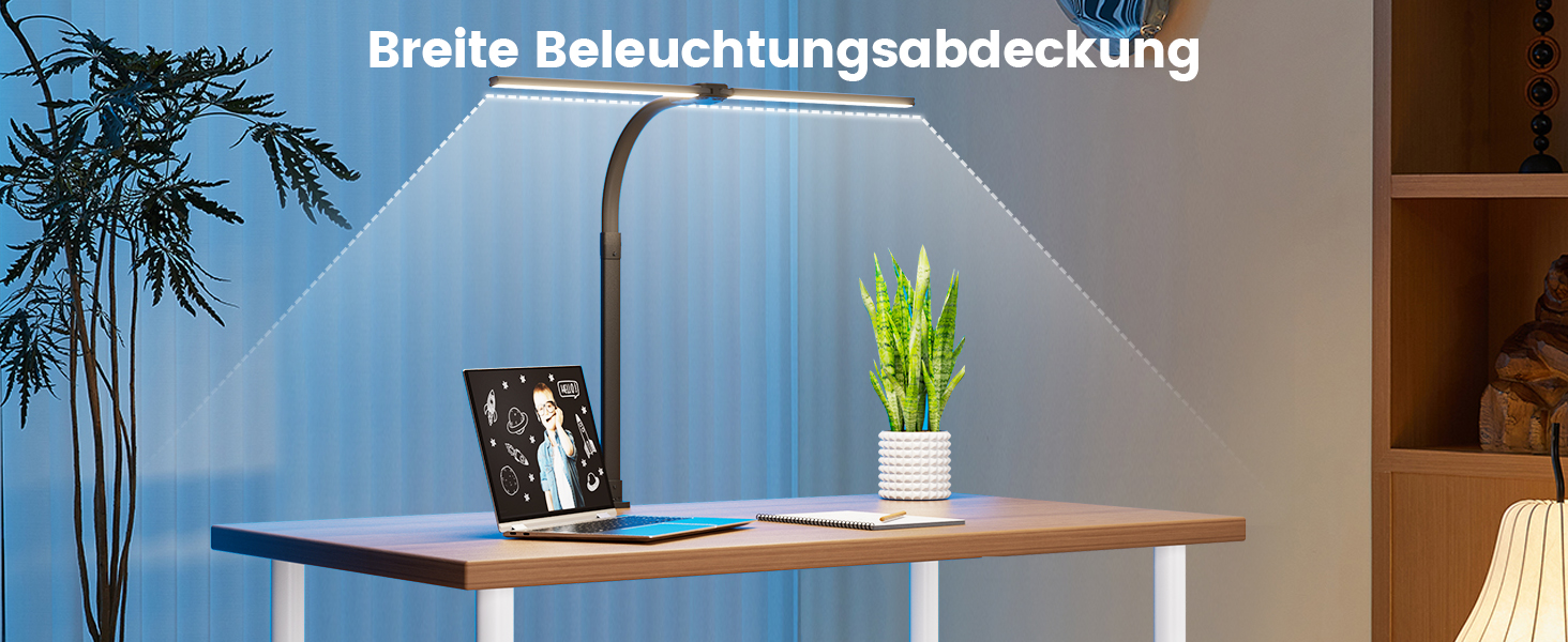 APMIEK LED лампа для столу з LED, 24W, 76 см, кріплення, для home office, 3200K-6500K, регульована, для офісу, захист очей, для робочого місця, монітора, ПК (чорна)
