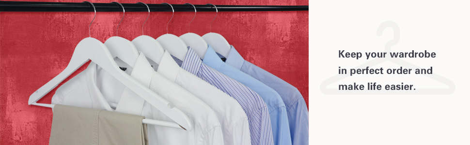 Дерев'яні вішалки для одягу з виступами для спідниць та штанів, 360° обертання, 20 шт. (білі)