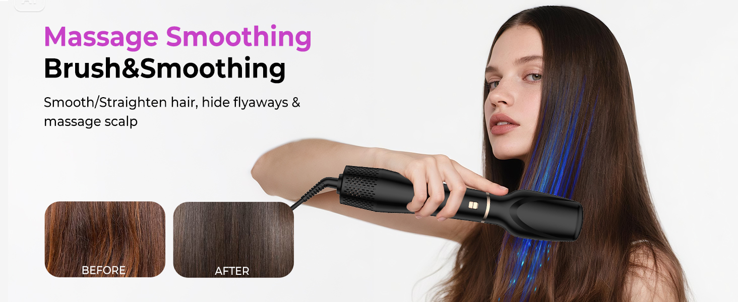 Pro Airstyler 5 в 1: Фен-щітка з іонізацією та насадкою для локонів 30 мм | 1000W, для об'єму, сушіння, випрямлення та локонів (Чорний)
