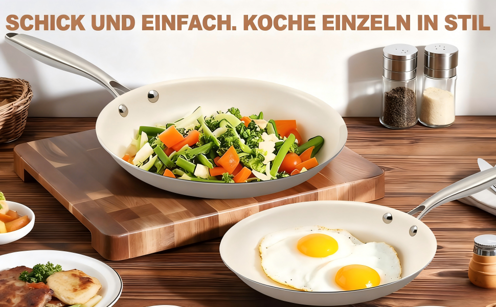 Пательня керамічна 24 см з антипригарним покриттям, індукція, духовка, посудомийна машина, алюміній, не містить PFAS, PFOA, PTFE