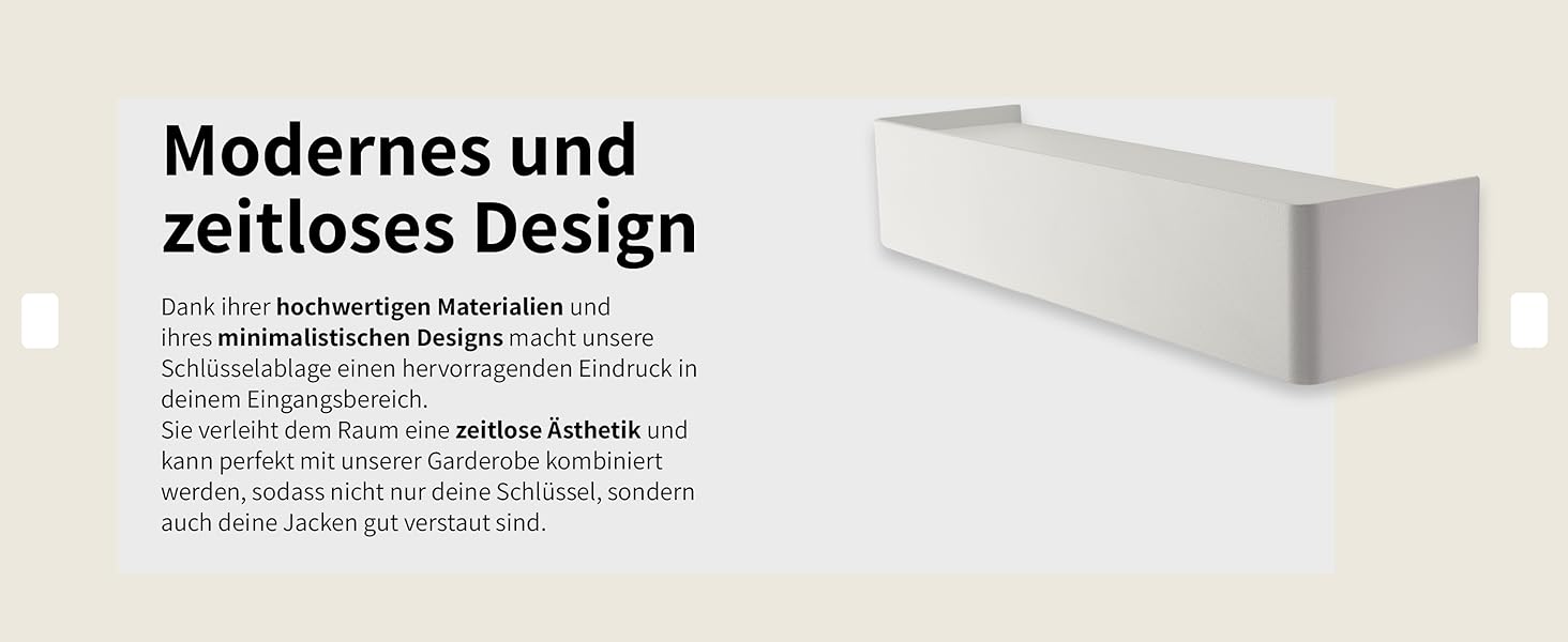 Ключниця настінна Designfabrik Hamburg: сучасна металева підставка для ключів з полицею, біла. Організатор для передпокою та коридору