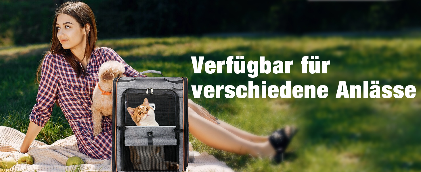 Розширюваний рюкзак для кота/собаки, до 8 кг, сірий. Рюкзак-переноска для тварин з безпечною шнуркою та підстилкою, 32 x 28 x 42 см