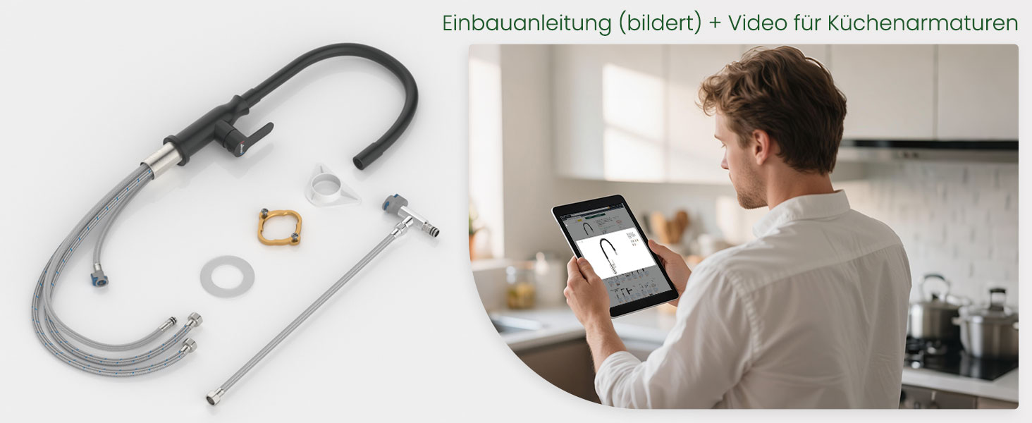 Кран кухонний APPASO 3-х ходовий чорний, 3 в 1 з фільтром, 360° поворотний, 2 ручки, нержавіюча сталь, низький тиск