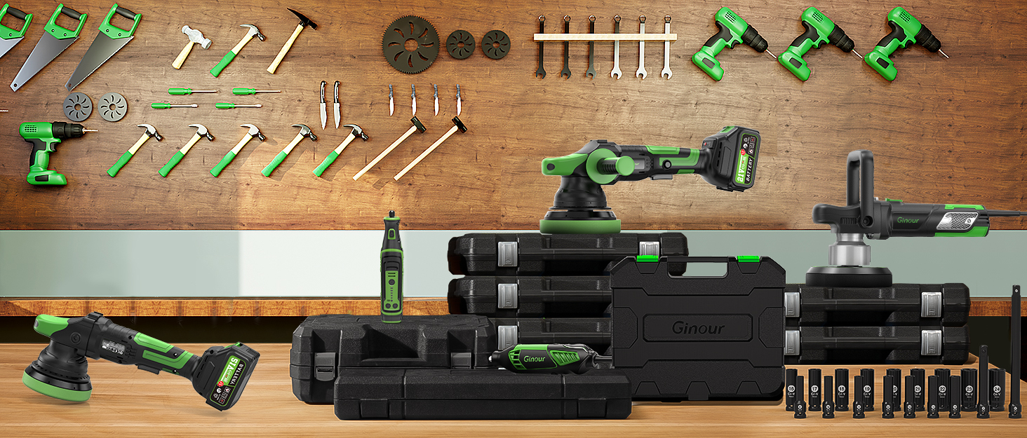 Ginour 21V акумуляторний ударний дриль-шуруповерт, комплект 47 предметів, сумісний з Makita 18V, 50 Nm, 2 швидкості, LED, 10 мм