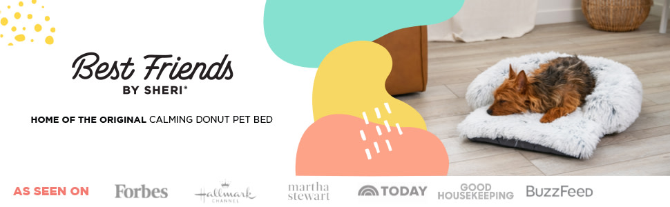 Круглий лежак для тварин Best Friends by Sheri The Original Calming Donut Lux - заспокійливий лежак з штучного хутра, 58 x 58 см (з валиком для шиї, матрац, 65 x 51 x 18 см, Frostgrau)