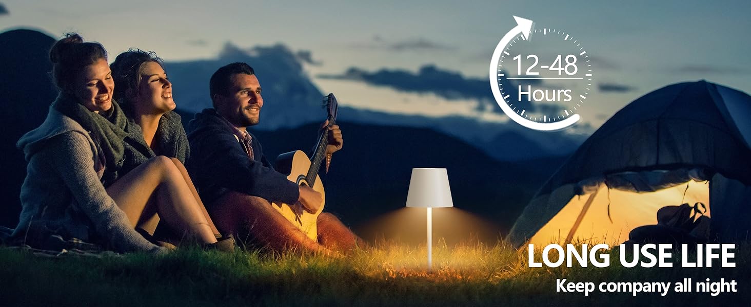 Світлодіодний акумуляторний настільний світильник 26 см, 5000mAh, IP54, 2 шт. (Бежевий) - кемпінговий, для ресторану, спальні, бару