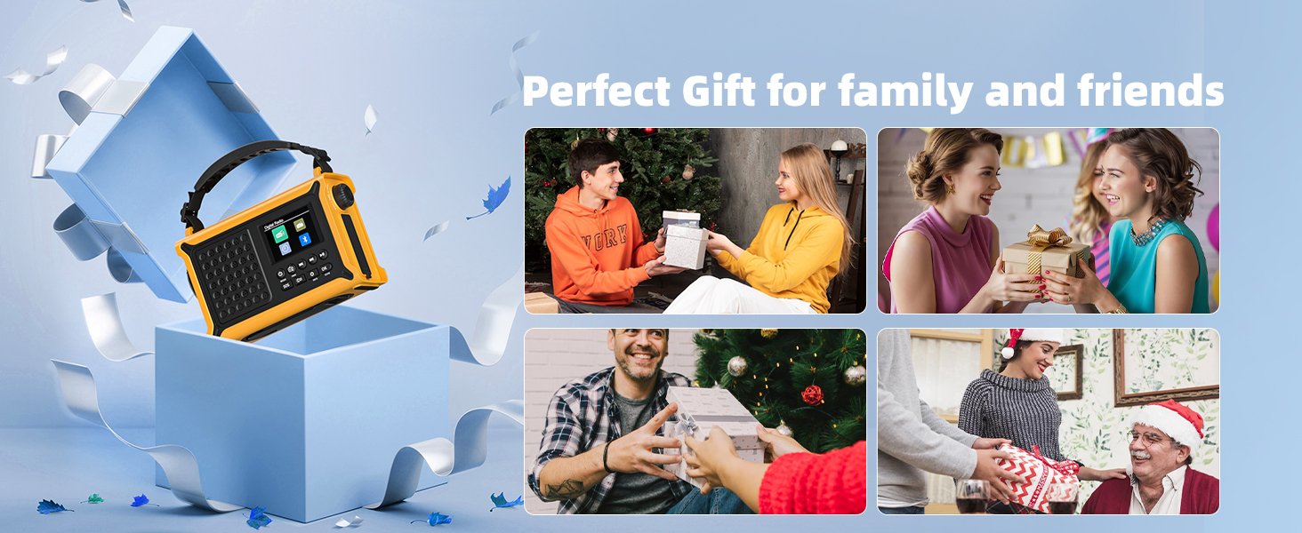 Сонячне радіо Solar Radio з ручкою, 12000mAh, DAB/DAB+/UKW, радіо для надзвичайних ситуацій з сонячною панеллю 8500мм² та ручкою 650mA, радіо з динамо, Bluetooth, ліхтарик та зарядний пристрій USB, для кемпінгу, надзвичайних ситуацій (жовте)