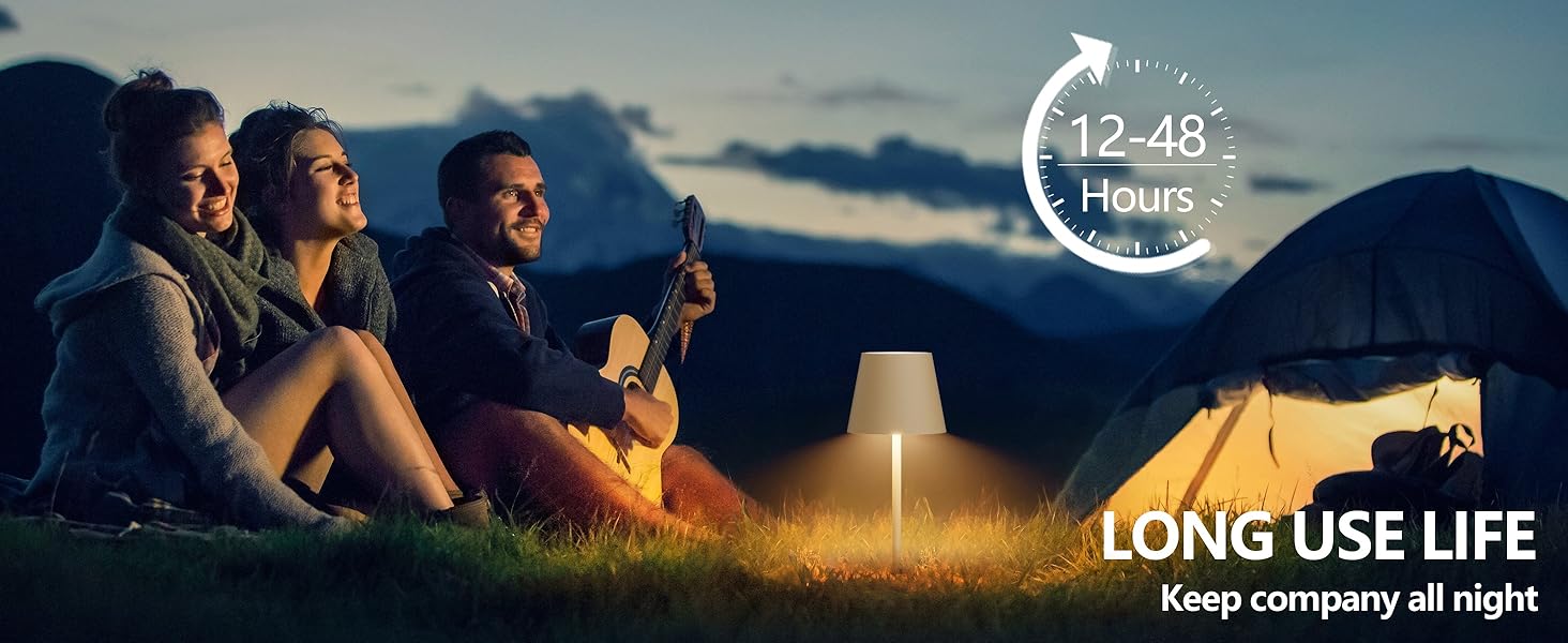 Акумуляторний LED світильник настільний 26 см, 5000mAh, Khaki (2 шт) - кемпінговий, водонепроникний IP54, для ресторану, спальні, бару