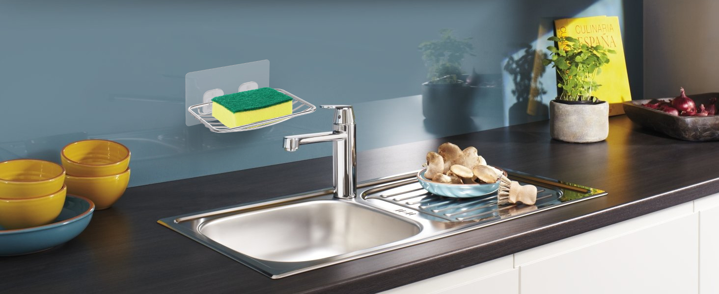 Тримач для мила без свердління Uten, нержавіюча сталь, самоклеючий з 2 гачками, для душу, ванної, кухні (сріблястий)