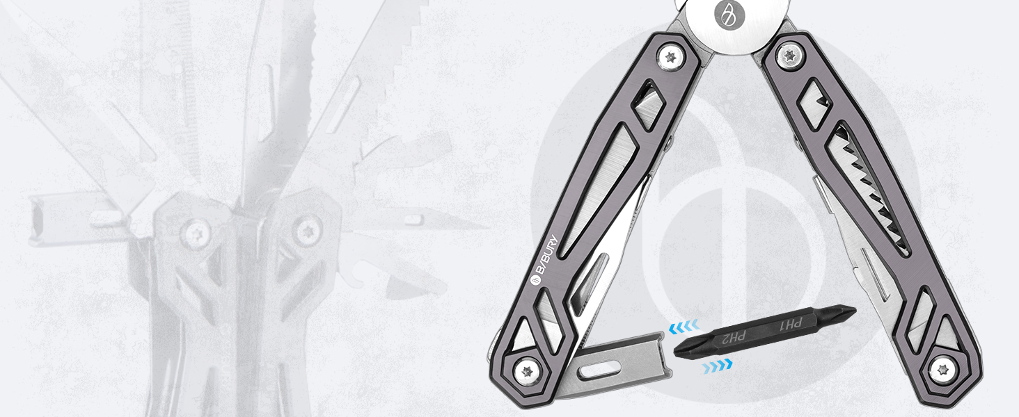 BIBURY Multitool - Titanium Multi-Tool Set for Men & Women | Camping, Hunting, Fishing & Hiking | Stainless Steel Pliers with Screwdriver