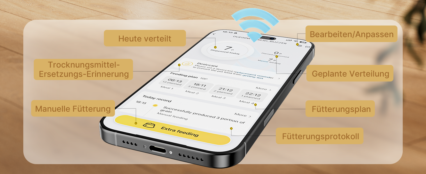 Автоматичний годівниця для котів та собак 5L з Wi-Fi, керування через додаток, 1-10 прийомів їжі на день