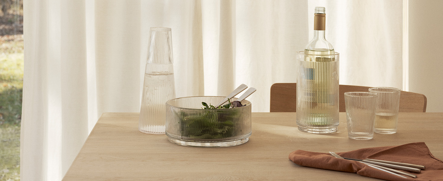 Склянки Stelton Pilastro 240 мл – ребристі, набір 6 шт, для гарячих і холодних напоїв, складані, скло, можна мити в посудомийній машині