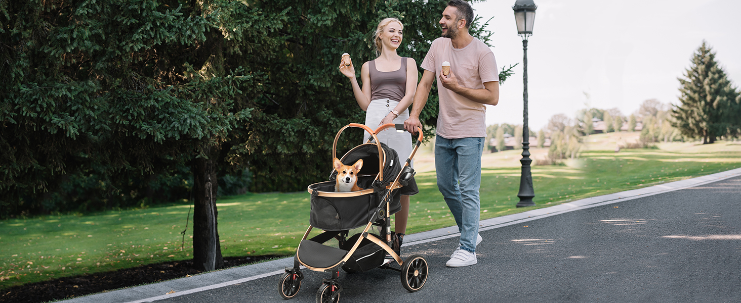 YITAHOME 3-in-1 Dog Stroller & Cat Carrier - Folding Pet Buggy for Dogs up to 20kg - Black